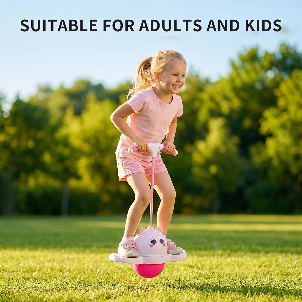 Jumping Ball with Handle LED Lights Non-Slip Balance Bouncing Stick Kids Outdoor Active Play Toy with Ball Pump Coordination Gift Boys Girls