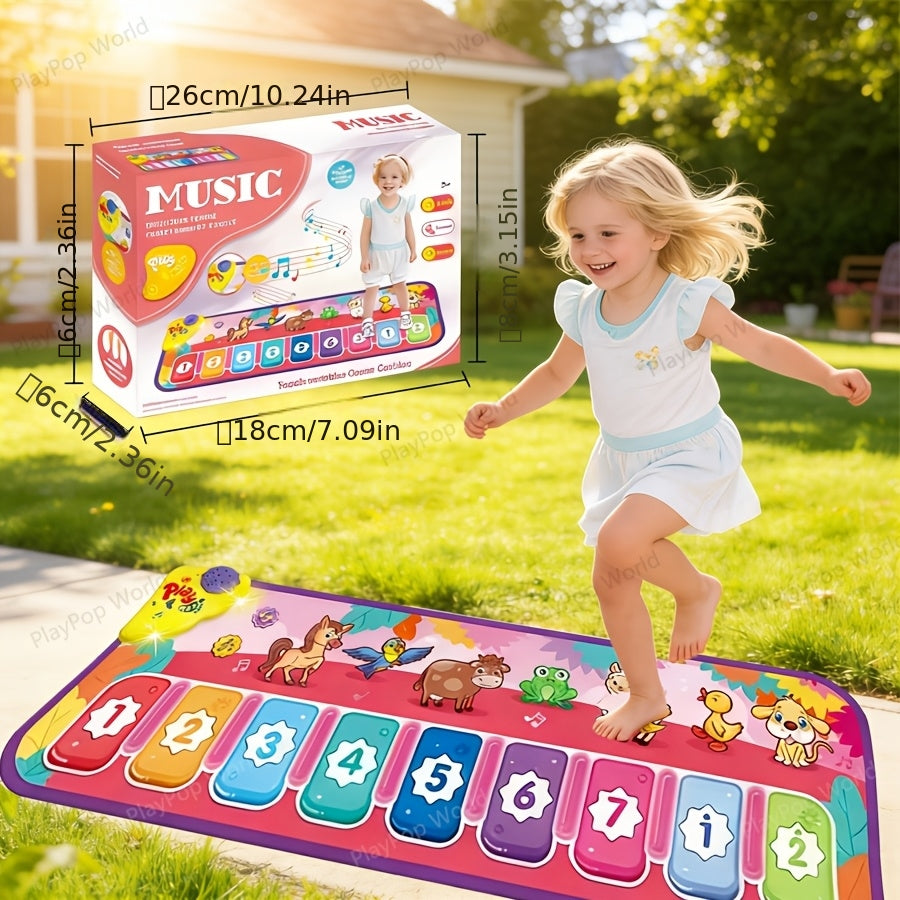Kids Piano Play Mat – Farm Animal Musical Carpet Dance Mat with Keyboard & Sounds, Sensory Educational Toy for Babies Toddlers Boys Girls Indoor Outdoor, Birthday Christmas Gift