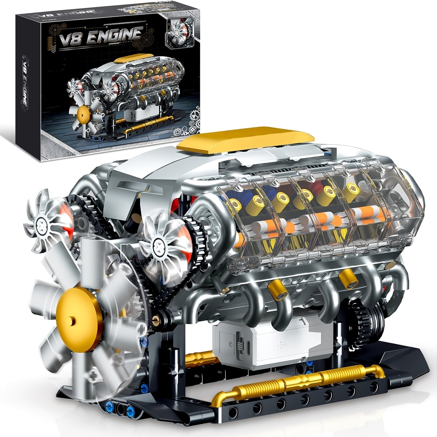 V8 Engine Building Kit 692 Pieces, Build Your Own Mini Supercar V8 Engine Model with Bidirectional Motor, Advanced STEM Mechanical Puzzle Display for Adults Teens, Birthday Christmas Gift Car Enthusiasts