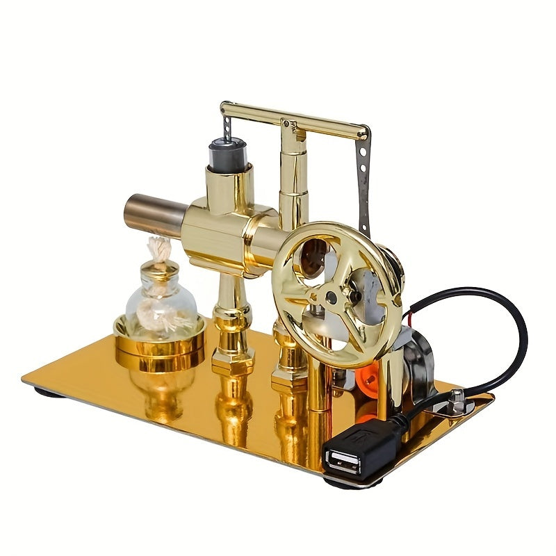 Stirling Engine Generator Kit Single Cylinder Stainless Steel – Educational Physics Science Experiment Model for STEM Hobbyists & Inventors