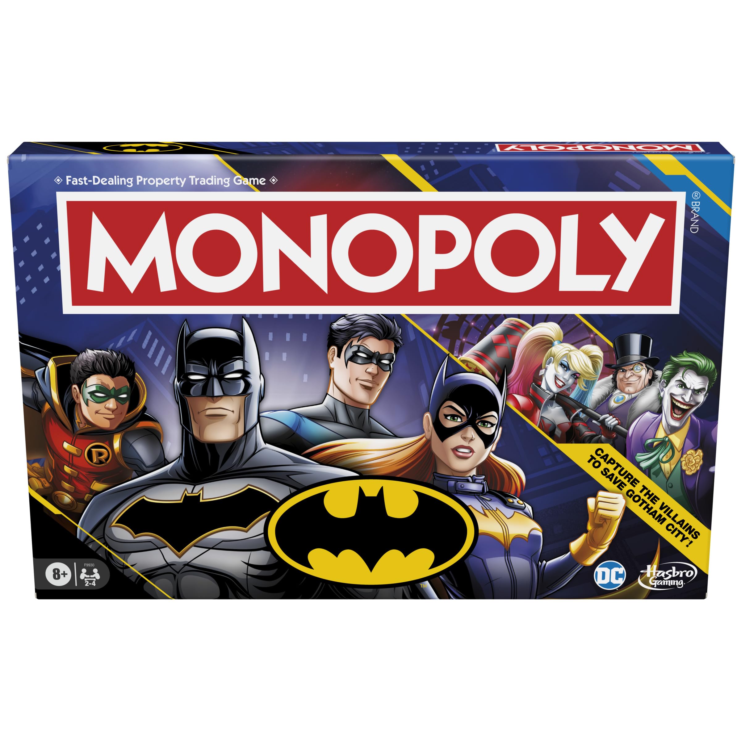Batman Monopoly Board Game Edition – Capture Villains to Save Gotham, DC Strategy Family Game for Batman Fans Ages 8 and Up, 2-4 Players