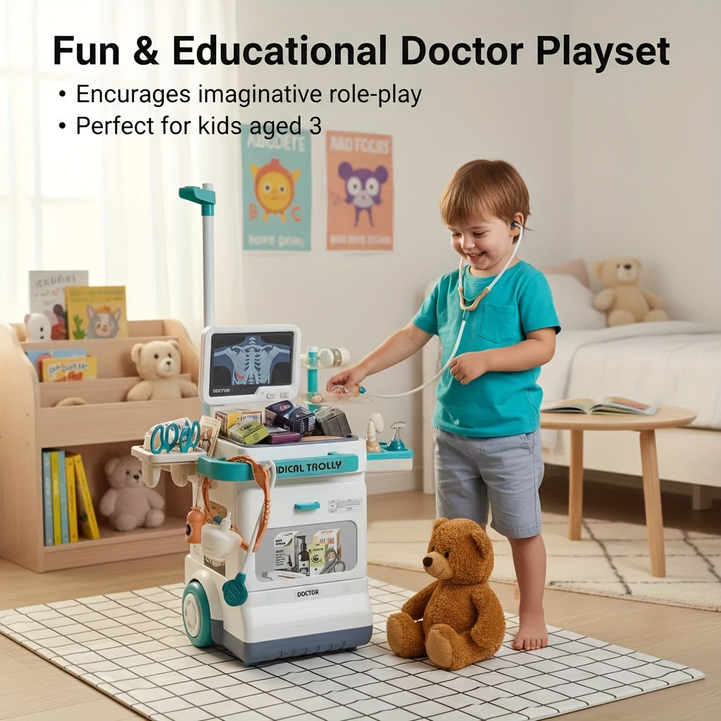 Kids Doctor Kit Pretend Play Medical Station Toy Set with Stethoscope 25-26pcs Boys Girls Ages 3+ Birthday Gift