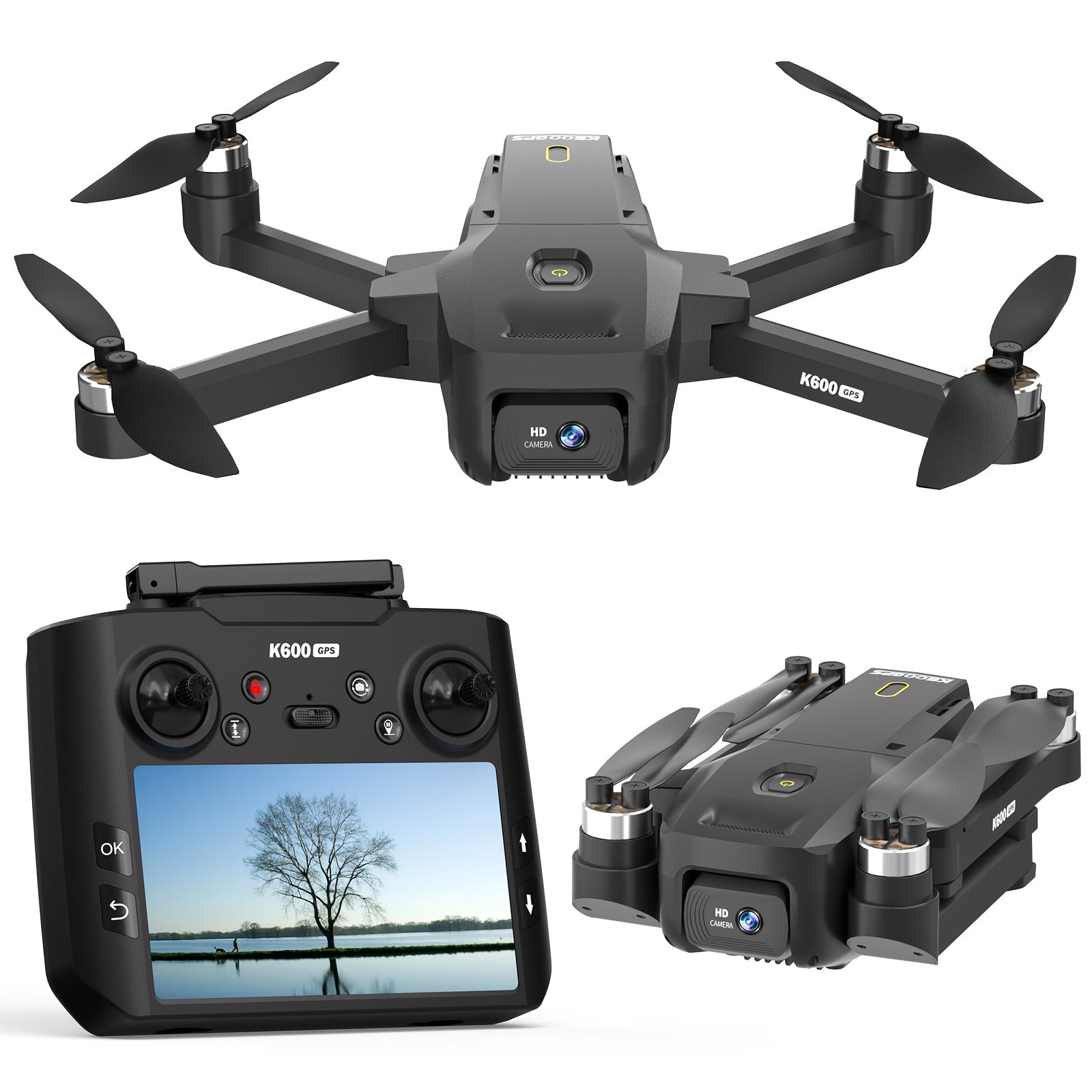 GPS Drone with Camera for Adults, 4.5" LCD RC Screen, Brushless Motor, Follow Me, Auto Return, Gesture Control, Altitude Hold, 3 Speeds, Under 250G – Supports 32G SD Card