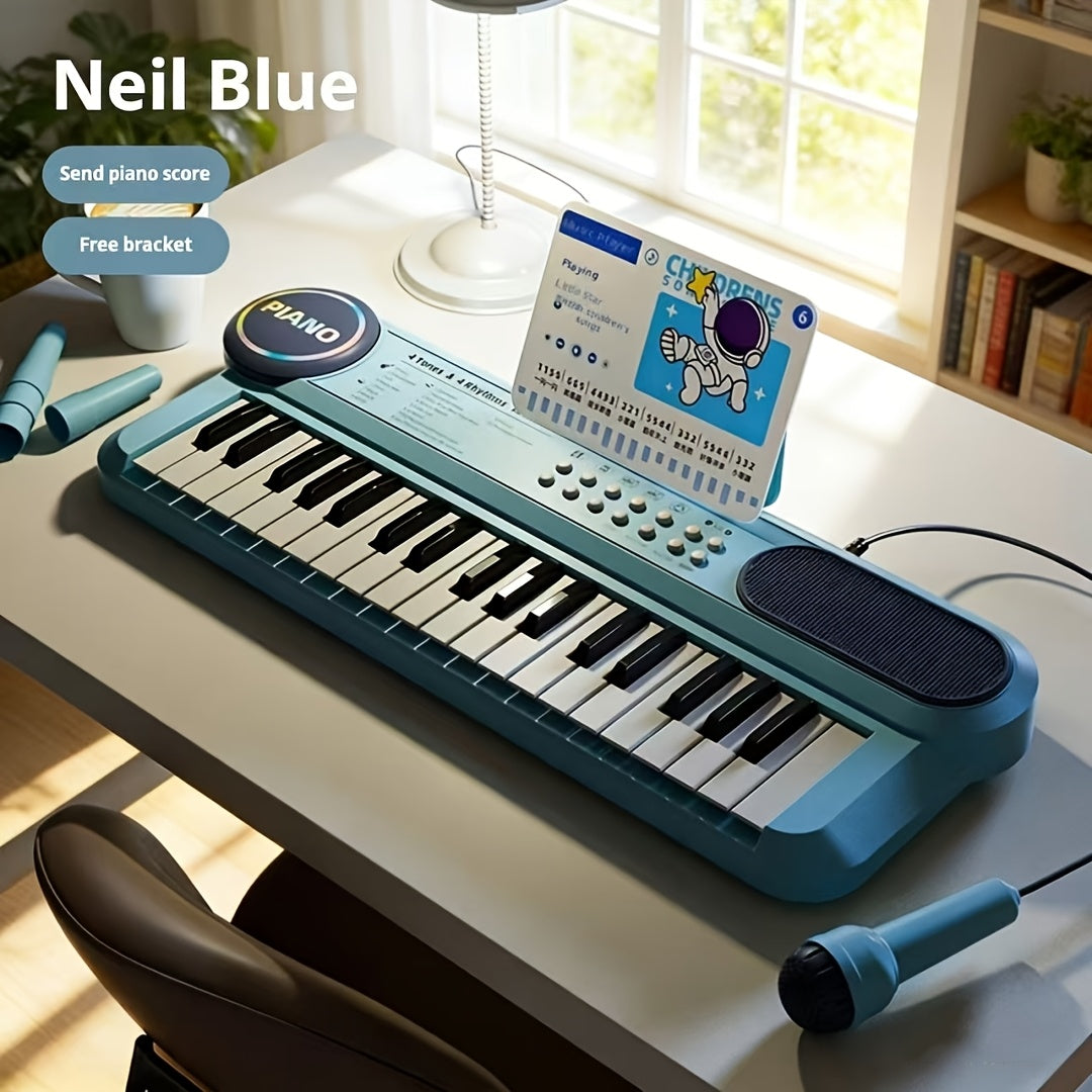 Kids 37-Key Electronic Keyboard Piano with Microphone Multifunctional Educational Music Instrument Toy – Birthday Gift for Boys Girls Toddlers