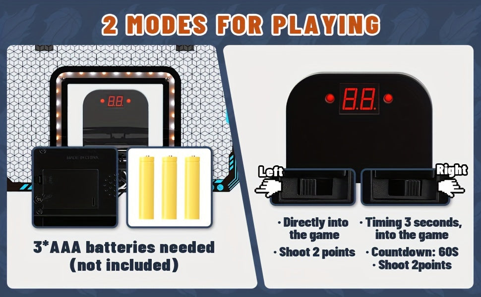 Kids Basketball Hoop Set with LED Lights Electronic Scoreboard 4 Balls Door Stand Indoor Outdoor Sports Toy for Boys Girls - Birthday Christmas Gift
