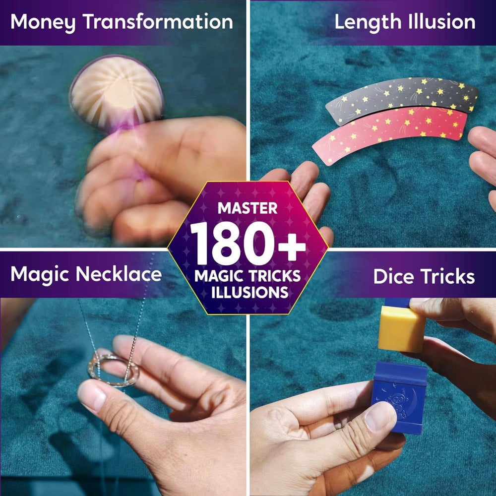180+ Magic Tricks Kit for Kids – Beginner Magician Set with Video Lessons, Wand, Illusion Cards & Props – STEM Performance Toy – Birthday & Christmas Gift for Boys & Girls Ages 6+