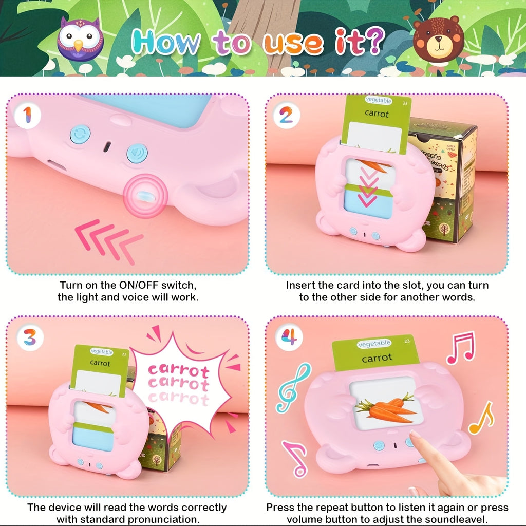 Talking Flash Cards Bear Shaped Sight Words Educational Learning Toy Toddler Kindergarten Preschool Speech Gift Kids Ages 2-6