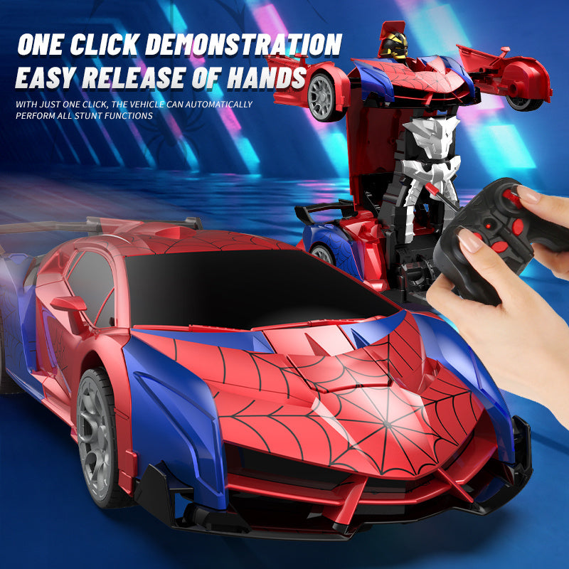 RC Car Robot Transformer Toy 1:18 Scale - One-Button Deformation Remote Control Car with 360° Rotating Drifting, Kids Toy for Ages 3+, Birthday Gift