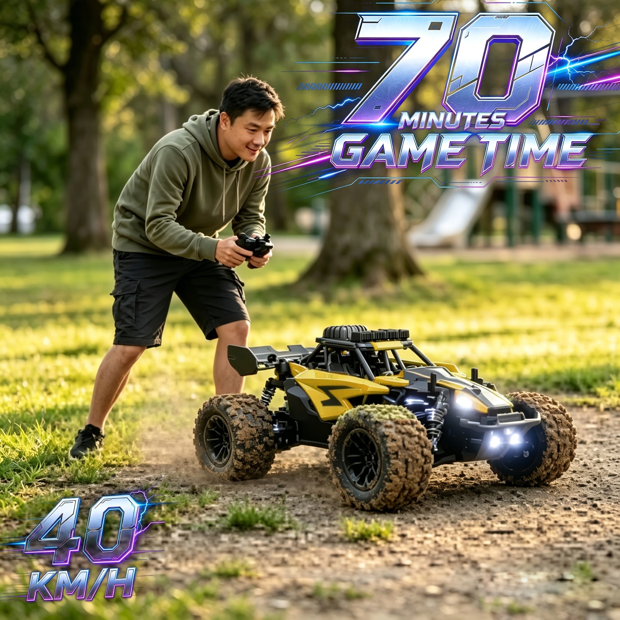 High-Speed RC Off-Road Truck with Full Bearings & Durable Alloy Steel - Remote Control Monster Truck for Boys Ages 6+ Halloween Christmas Birthday Gift