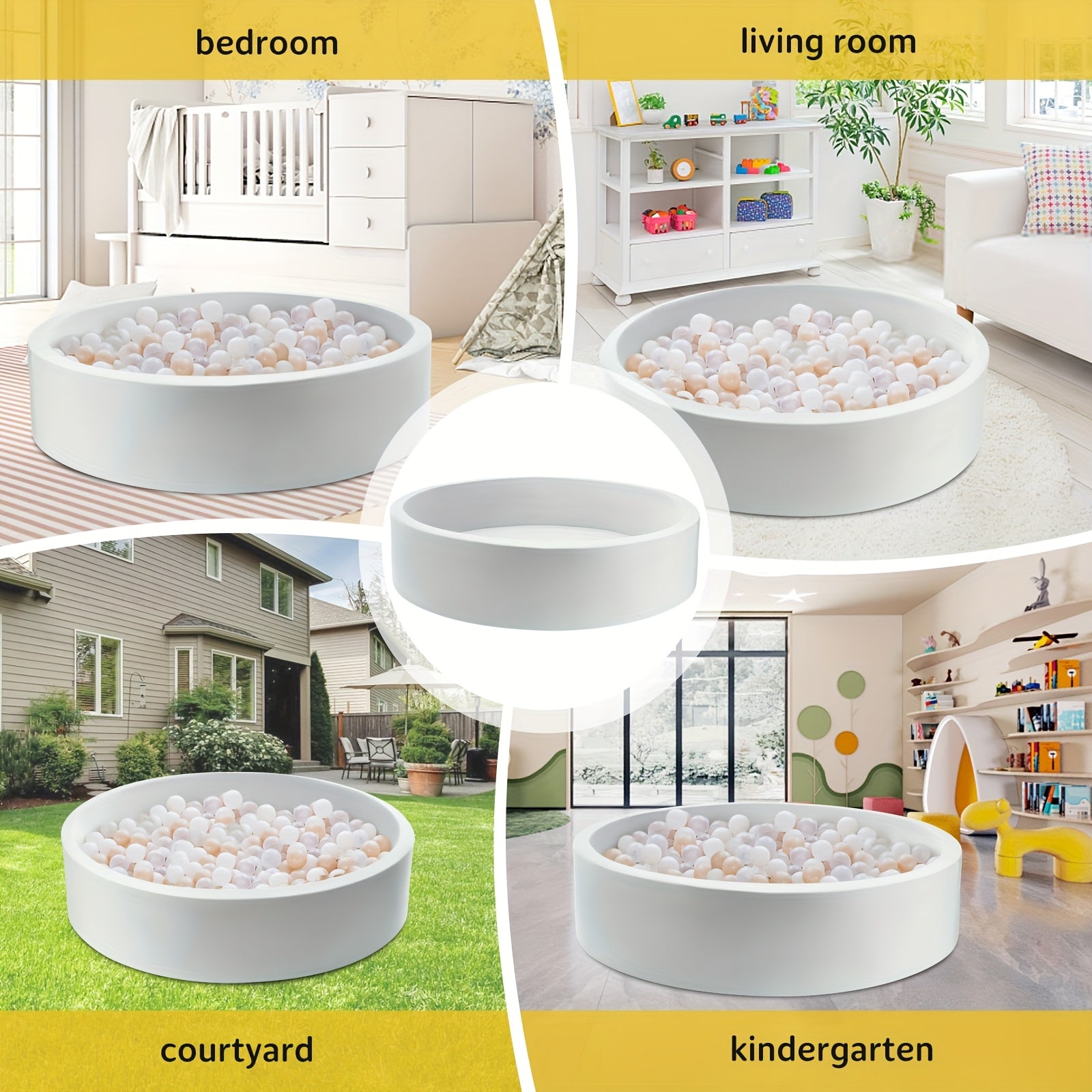 Ball Pit for Kids Indoor, Portable Foldable Foam Ball Pool Play Yard for Babies Toddlers, Ocean Ball Pit for Playroom Bedroom Nursery, Birthday Christmas Baby Shower Gift Boys Girls Ages 0-4 (Balls Not Included)