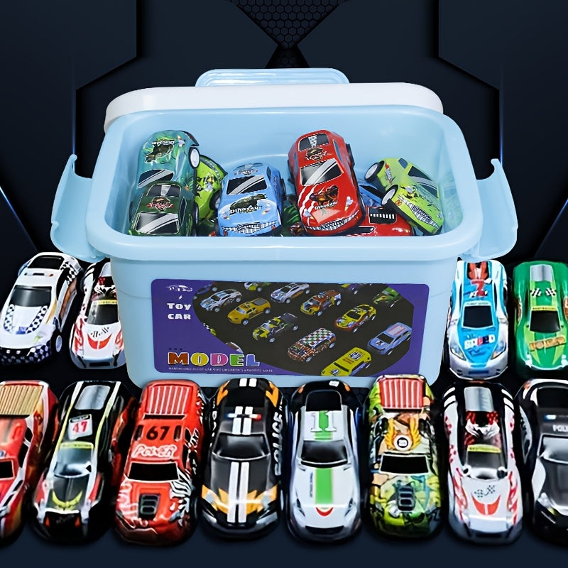 24-Piece Toy Car Set with Storage Box – Colorful Mini Vehicles for Kids Ages 3-12, Birthday & Holiday Gift for Boys & Girls