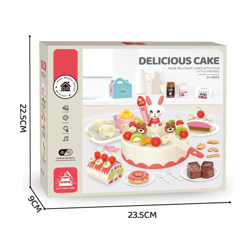 Birthday Cake Tea Party Play Food Toy Set Kids Pretend Play Cake Decorating Dessert Accessories 75-85pcs Girls Ages 3+