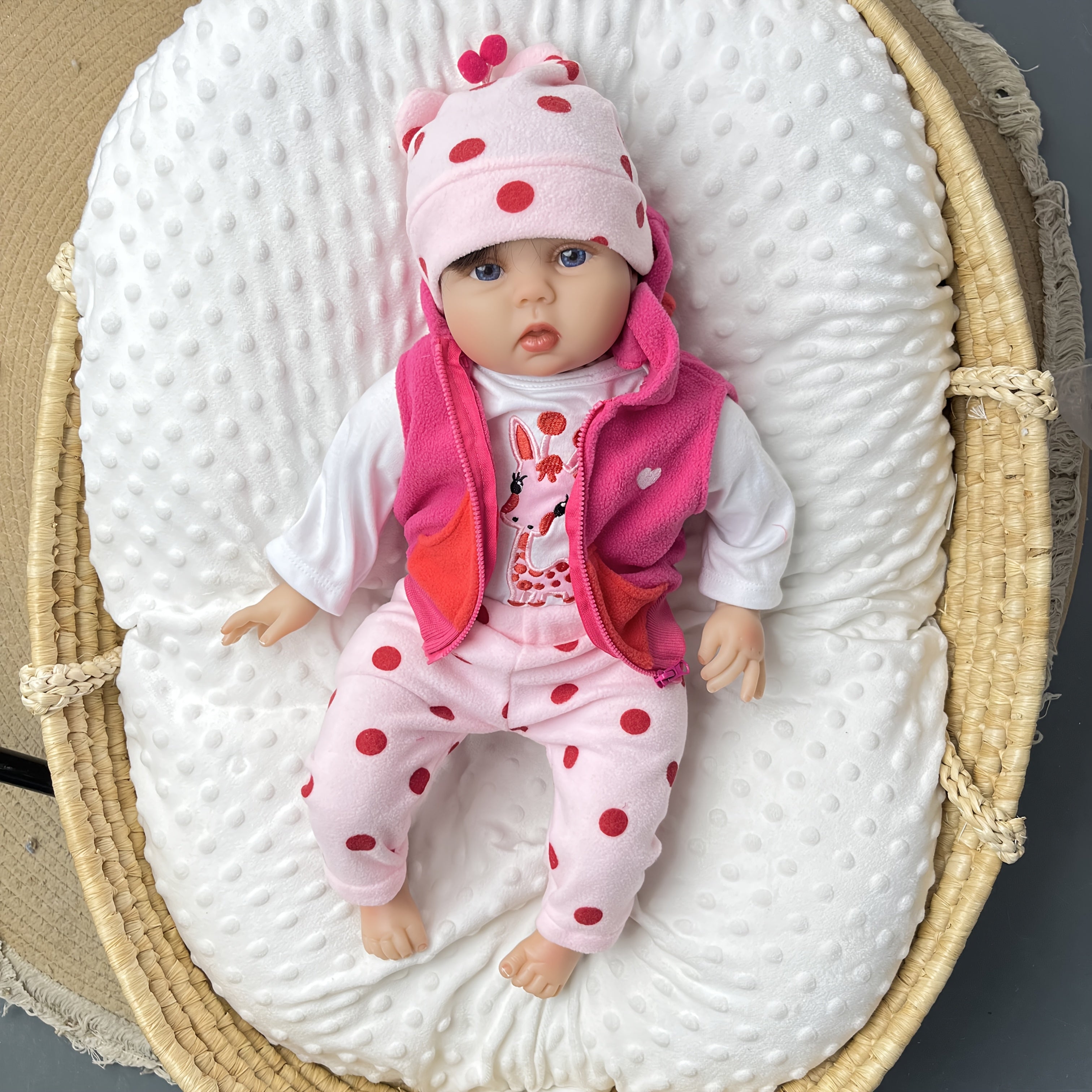Reborn Baby Doll 22 Inch Realistic Newborn Girl Soft Vinyl Movable Limbs - Full Accessories Set with Plush Giraffe Bottle Pacifier Birth Certificate, Kids Collector Christmas Birthday Gift