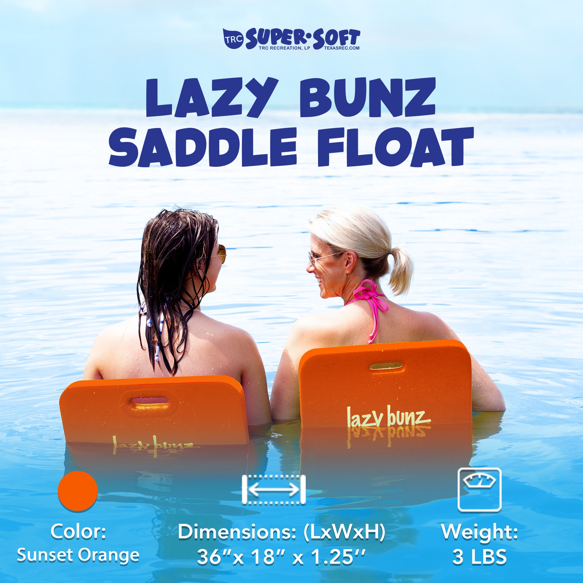Foam Water Saddle Pool Float Lounger for Adults and Kids – No Inflation Needed, Vinyl-Coated Closed-Cell Foam, 36x18 Inch Pool Chair for Swimming Pool, Lake, River and Beach