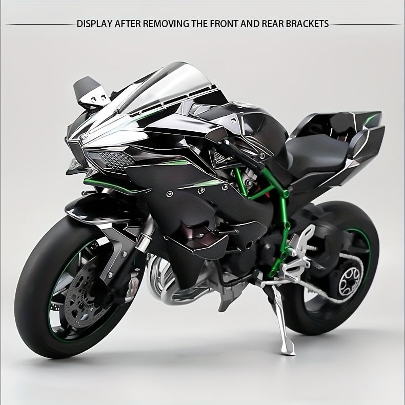Die-Cast Motorcycle Model with Realistic Sound Effects & Exhaust Spray – 1:6 Scale Alloy Replica with LED Lights, Rotating Wheels & 8 Accessories, Collector Gift for Motorcycle Enthusiasts