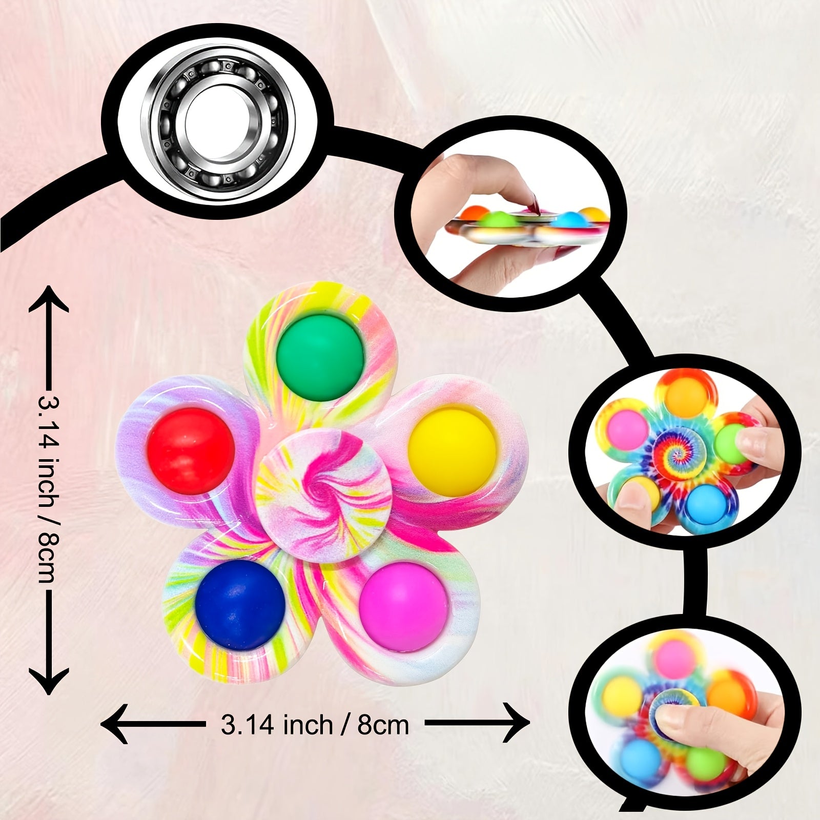 Bubble Pop Fidget Spinner Toys 32 Pack - Press Sensory Spinners Anxiety Relief Party Favors Goodie Bag Fillers Classroom Rewards Boys Girls Birthday Christmas