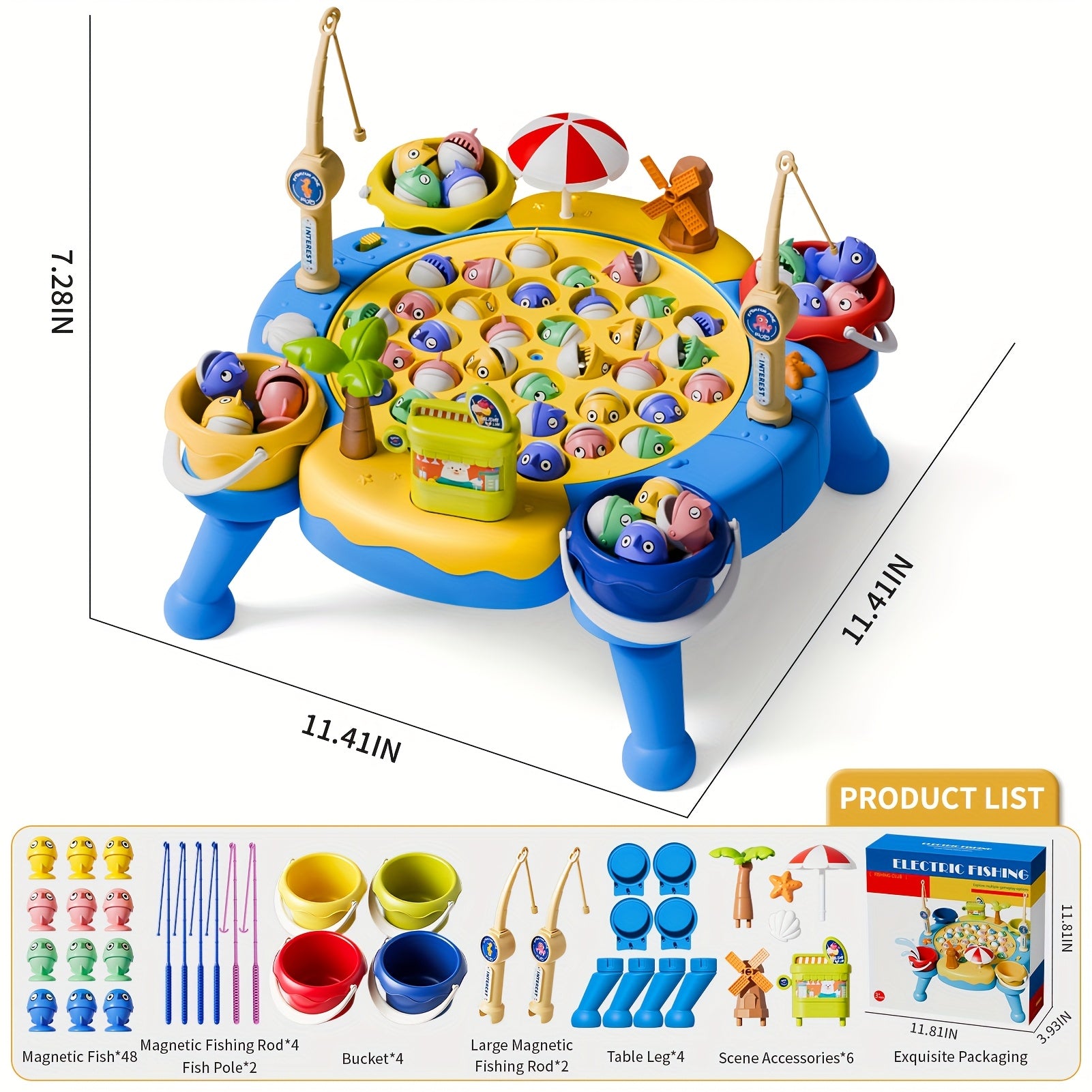 Kids Magnetic Fishing Game Toy 66pcs Ocean Theme 1-8 Players Educational Fine Motor Skills Toddler Boys Girls Birthday Holiday Gift Ages 1-8