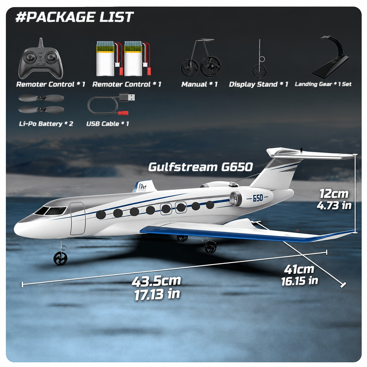 G650 RC Plane Private Jet – 3-Channel 2.4GHz 6-Axis Gyro Stabilized Glider with 20-Min Flight Time, EPP Foam, Display Stand for Beginners & Adults