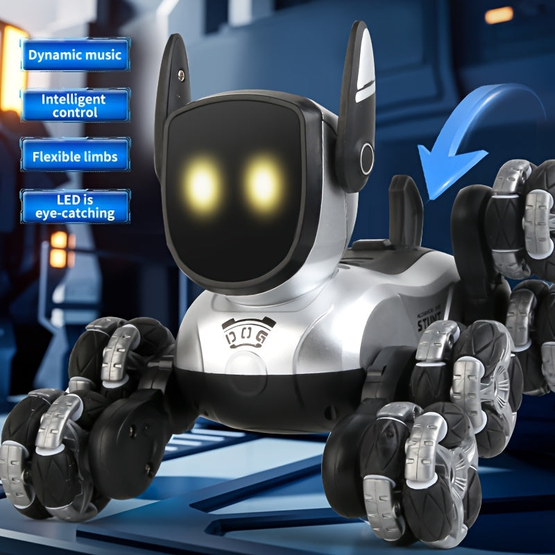 RC Robot Dog Toy Interactive Remote Control Stunt Music Action Show Rechargeable Smart Electronic Pet Kids Boys Girls Ages 5+ Birthday Christmas Halloween Gift
