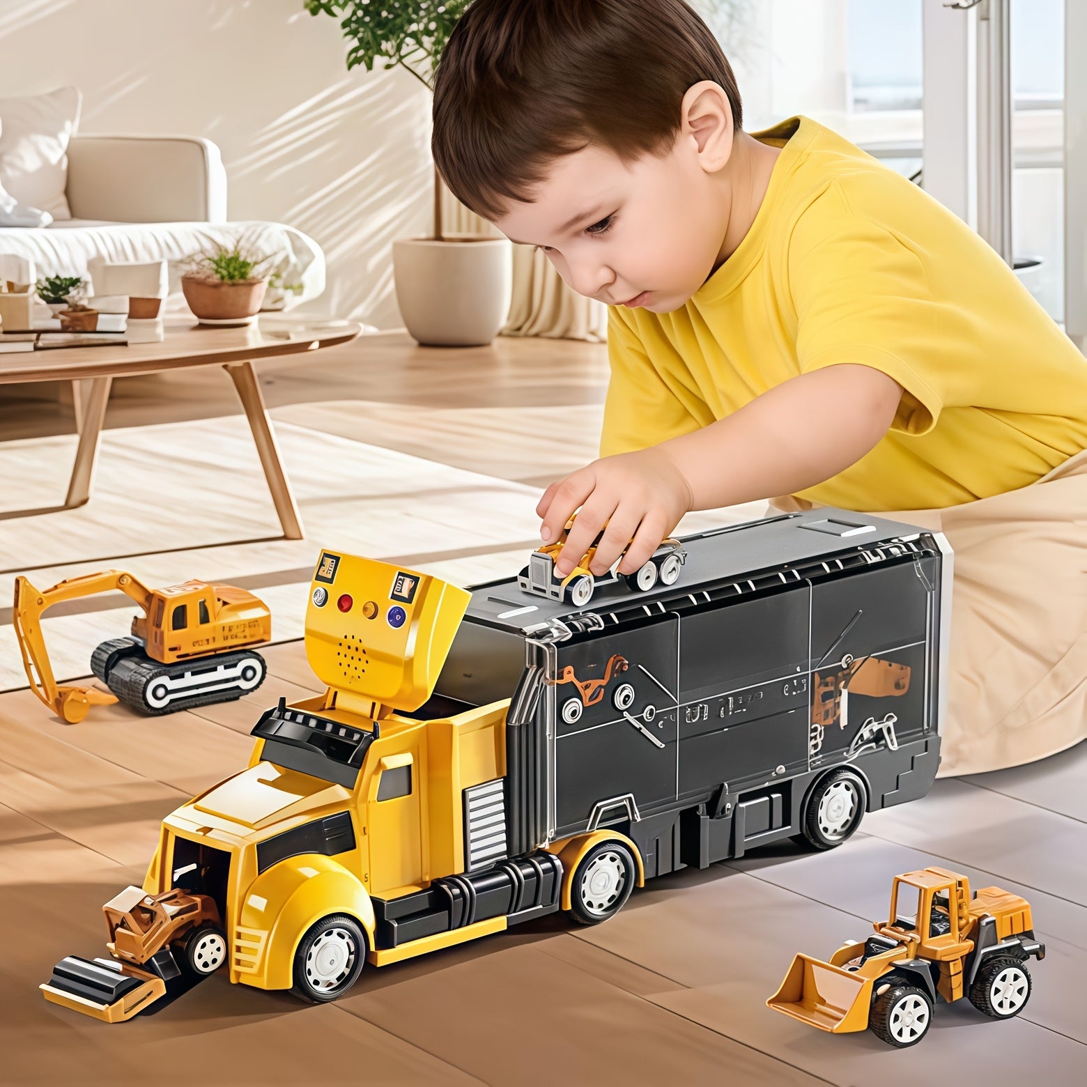 Diecast Toy Cars for Kids Ages 3-9 – Construction Truck Set & Dinosaur Toy Car – Excavator Play Vehicles Boys Girls Birthday Christmas Gift