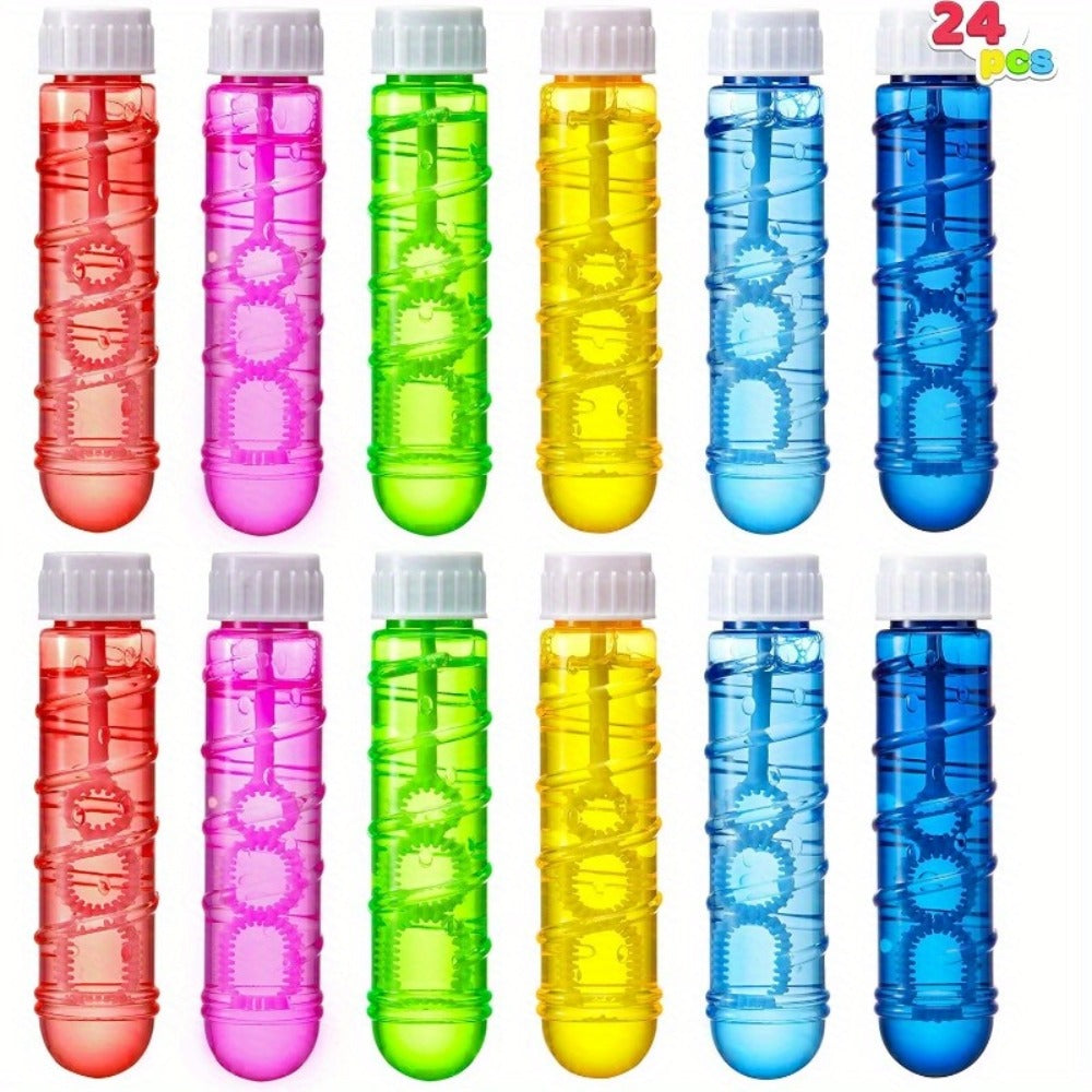 24 Pack Bubble Wands with Liquid for Kids Party Favors Bulk Set – Easter Summer Birthday Outdoor Fun
