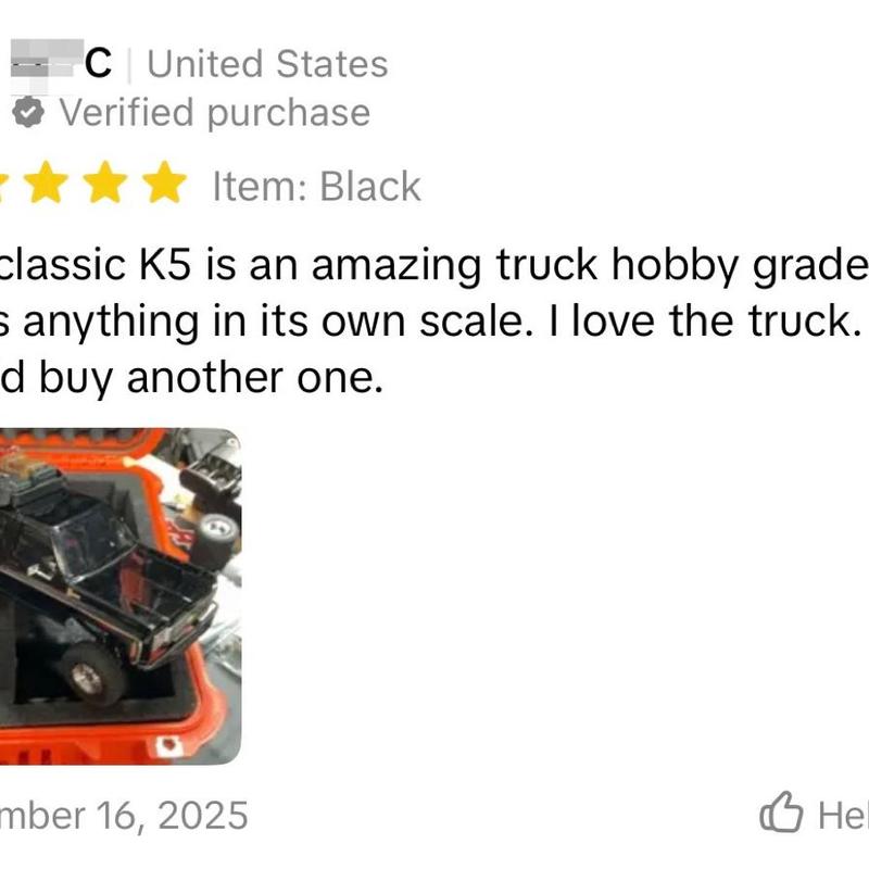 RC Rock Crawler FMS Chevy K5 Blazer FCX24S, 1/24 Scale RTR 4WD Electric SUV with 2.4GHz 3-Channel Remote Control and Batteries