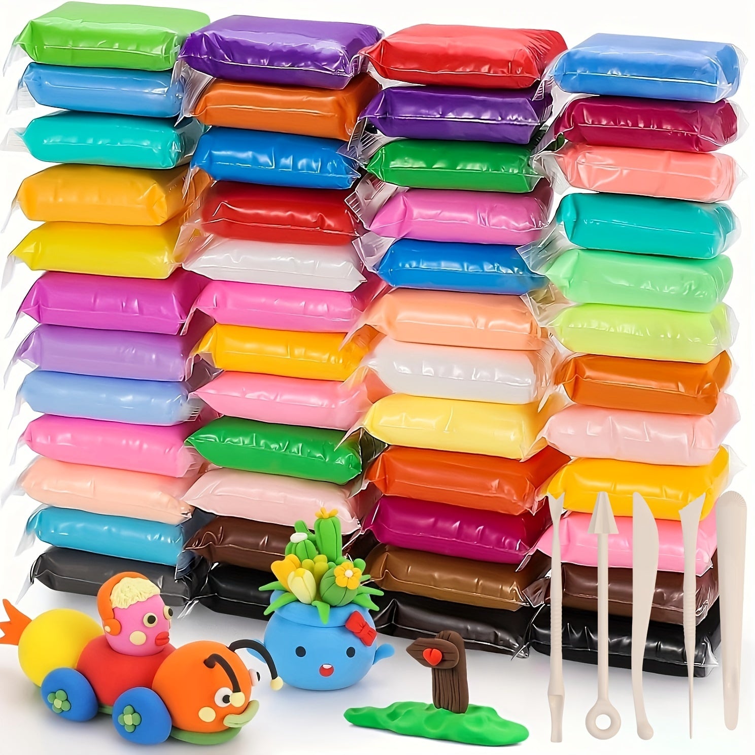 Air Dry Modeling Clay Kit 48 or 96 Colors – Non-Toxic Magic Clay with Sculpting Tools for Kids Ages 3-12, DIY Art Crafts, School Projects & Birthday Gift for Boys & Girls