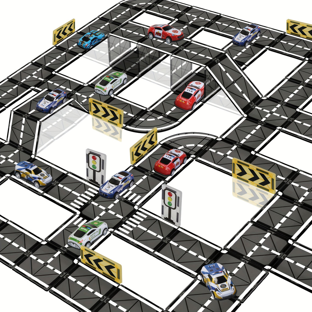 Magnetic Track Set for Small Cars 44 48 121pcs STEM Educational Building Blocks Road Layout Toy for Boys Girls Ages 3+ Birthday Christmas Gift
