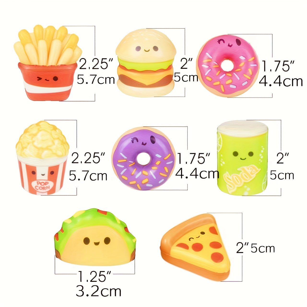 Mini Squishy Fast Food Toys 20 Pack – Slow Rise Individually Wrapped Foam Squishies 1.5–2.25", Party Favors & Goodie Bag Fillers for Kids