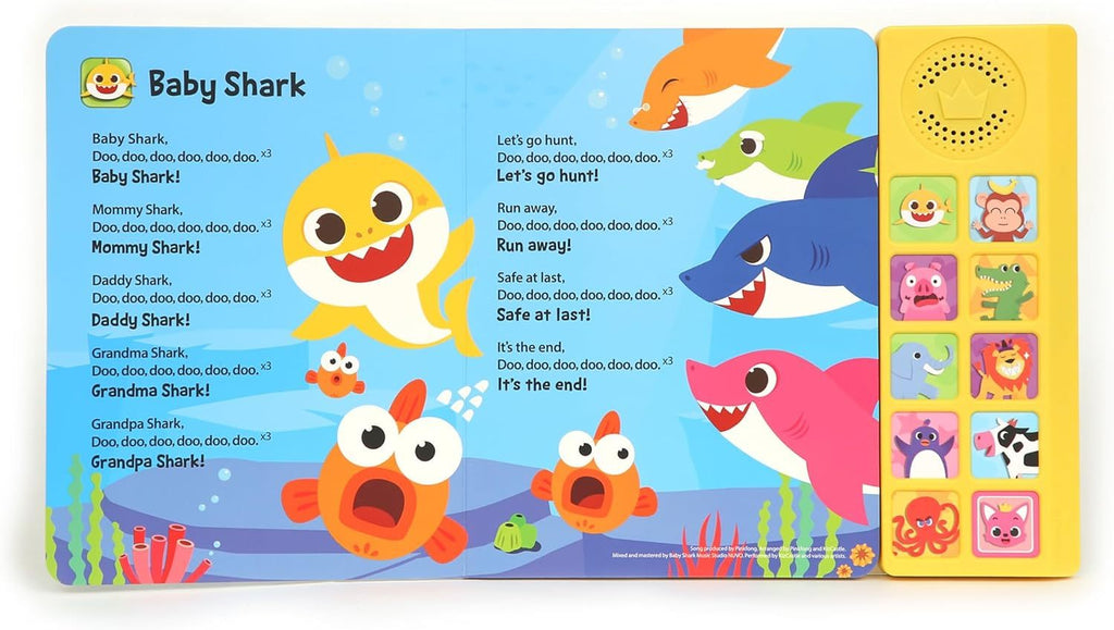 Pinkfong Baby Shark Animal Songs 10-Button Sound Book for Toddlers - Interactive Nursery Rhymes Learning Book, 9 Songs with Music, Educational Toy Gift for Kids Ages 1-3