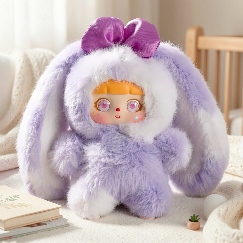 Cute Rabbit Plush Toy with Detachable Face – Unique Collectible Bunny Stuffed Animal, Creative Gift for Christmas Valentine’s Day Birthday Holiday, Kawaii Rabbit Plushie for Kids & Adults