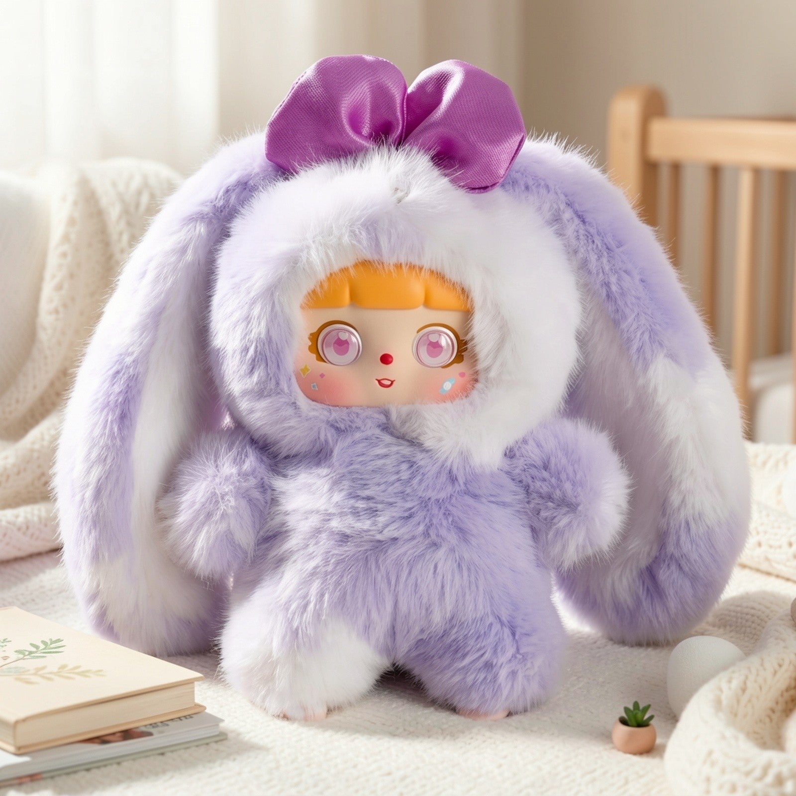 Cute Rabbit Plush Toy with Detachable Face – Unique Collectible Bunny Stuffed Animal, Creative Gift for Christmas Valentine’s Day Birthday Holiday, Kawaii Rabbit Plushie for Kids & Adults