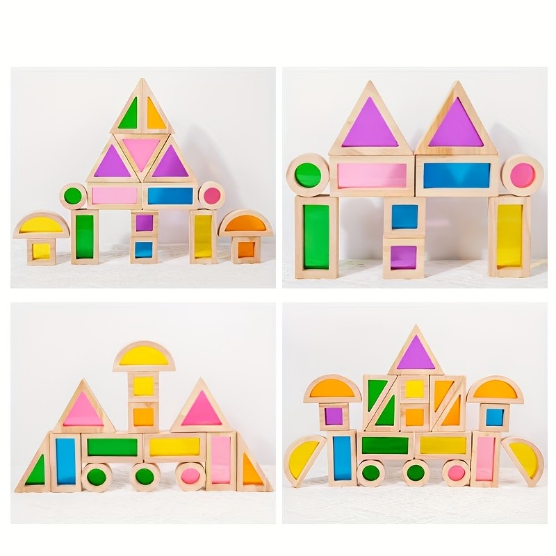 Translucent Colored Acrylic Building Blocks for Kids - Geometric Sensory Construction Toy, Parent-Child Bonding Educational Gift for Birthdays & Holidays
