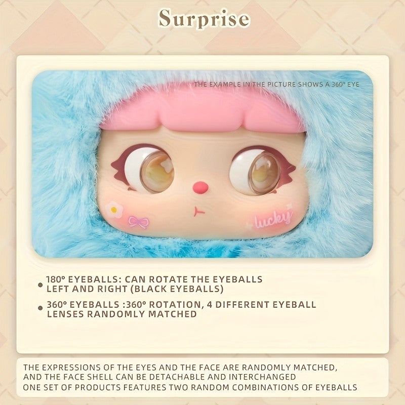 Cute Rabbit Plush Toy with Detachable Face – Unique Collectible Bunny Stuffed Animal, Creative Gift for Christmas Valentine’s Day Birthday Holiday, Kawaii Rabbit Plushie for Kids & Adults
