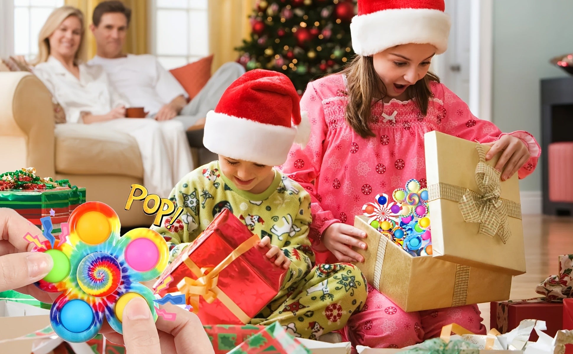 Bubble Pop Fidget Spinner Toys 32 Pack - Press Sensory Spinners Anxiety Relief Party Favors Goodie Bag Fillers Classroom Rewards Boys Girls Birthday Christmas
