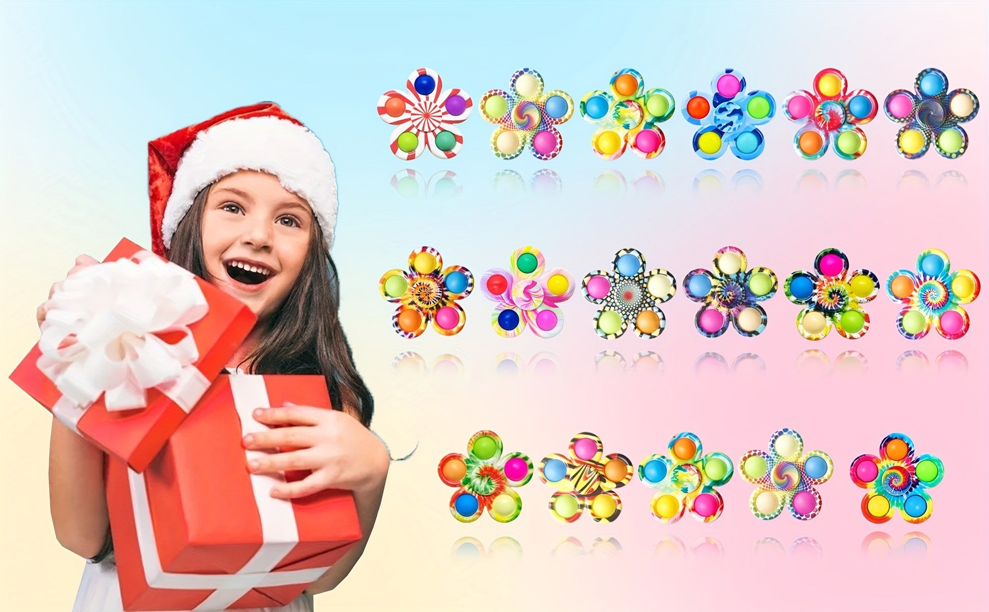 Bubble Pop Fidget Spinner Toys 32 Pack - Press Sensory Spinners Anxiety Relief Party Favors Goodie Bag Fillers Classroom Rewards Boys Girls Birthday Christmas