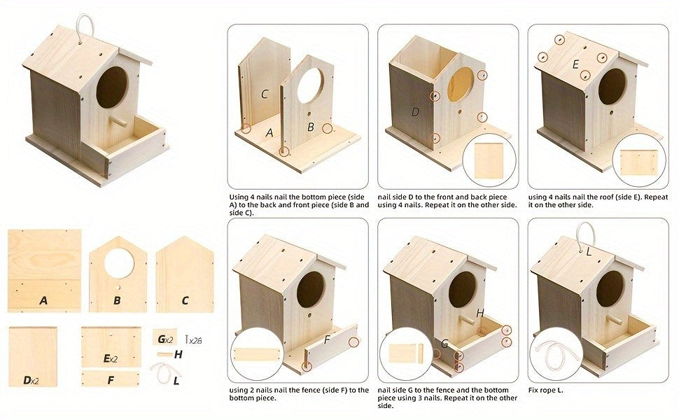 Wooden Birdhouse Kit for Kids Build & Paint Your Own 2-Pack DIY Arts Crafts Set with Brushes Paint Family Activity Birthday Christmas Gift for Boys Girls