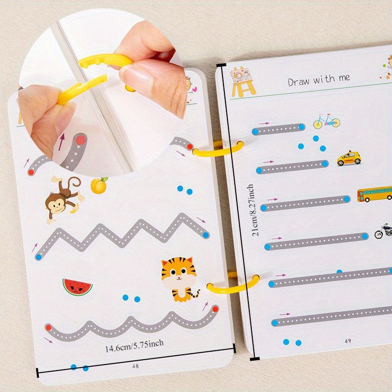 Magic Practice Copybook Set 64 Pages Reusable Handwriting Tracing Book for Kids – Letters Numbers Calligraphy with 8 Erasable Pens