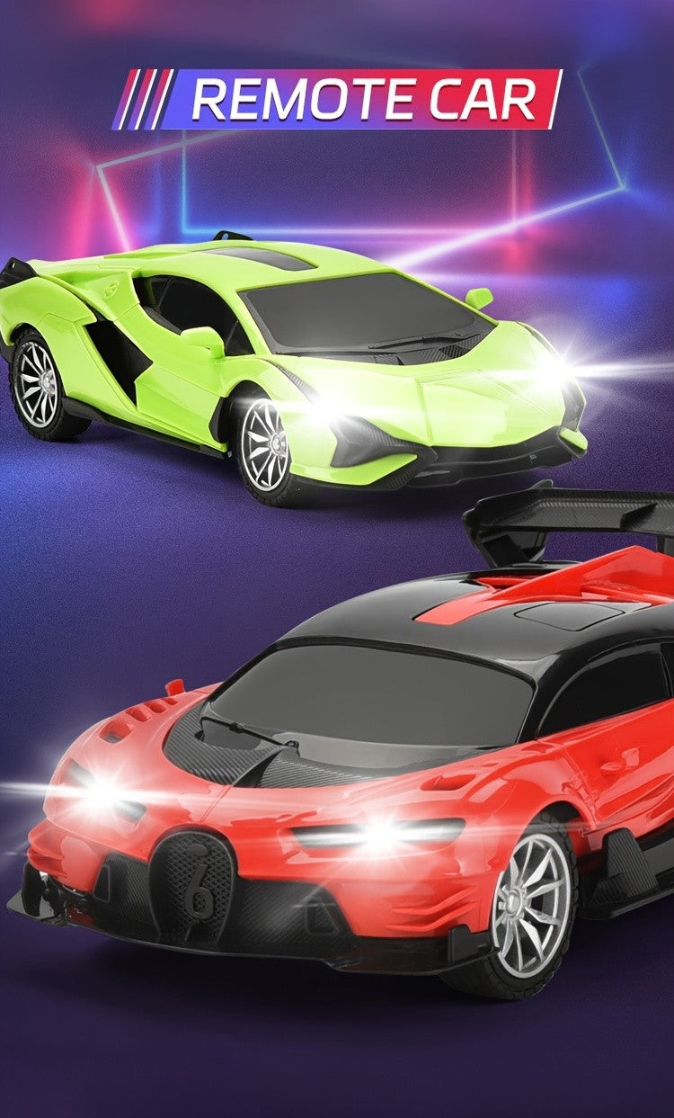 RC Car Toy 1:24 Scale High-Speed Drift Remote Control Car with LED Lights & 4-Channel Control – Kids Birthday Christmas Halloween Gift Blue Black Red