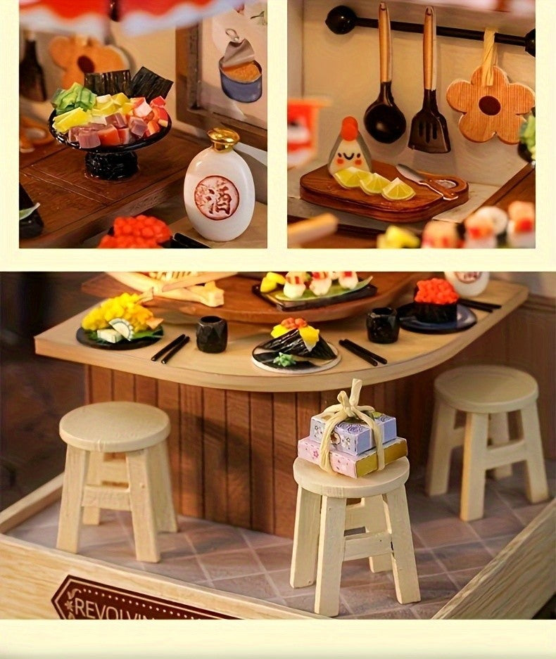 DIY Wooden Dollhouse Kit with Dust Cover – Handmade Miniature Puzzle Tiny House with Furniture for Teens Adults Christmas Birthday Gift