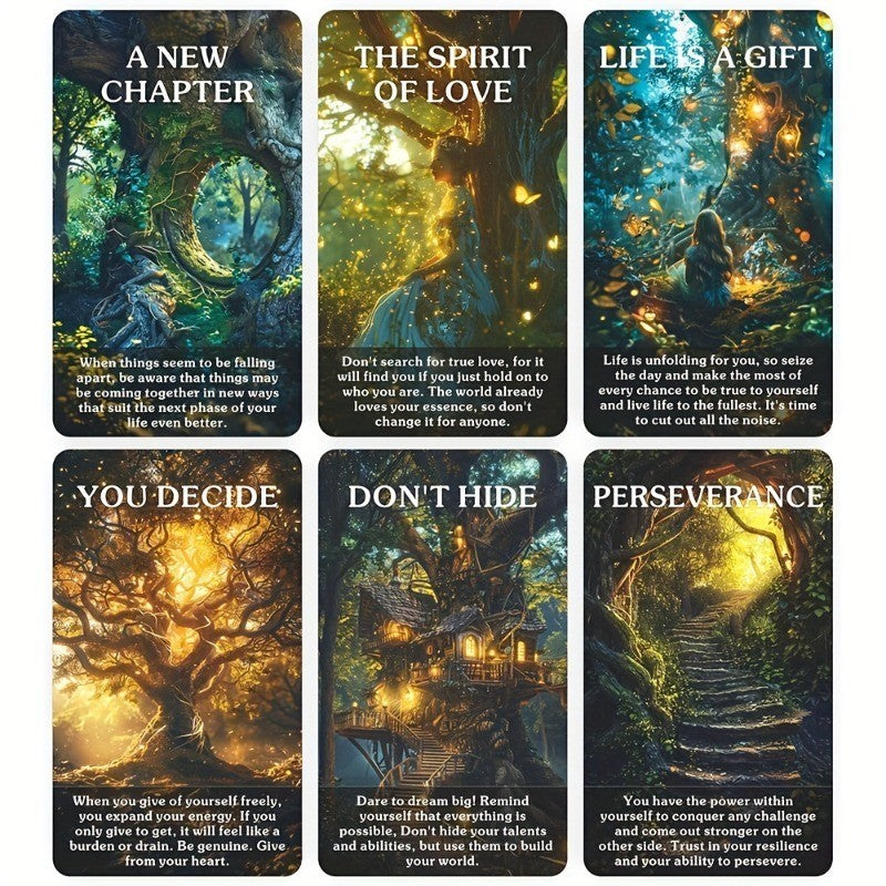 Magic Forest Oracle Cards Nature Inspired Mystical Divination Deck Beginner Tarot Reader Spiritual Guidance Gift for Women Teens Spiritual Seekers