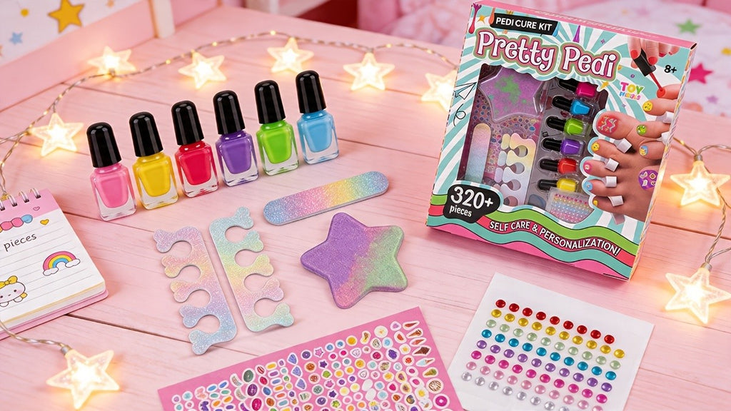 Pedicure Spa Play Set for Girls 320 Pieces Pretend Nail Salon Kit with Colorful Polishes Stickers Spa Party Self Care Toy Birthday Gift Ages 8 and Up