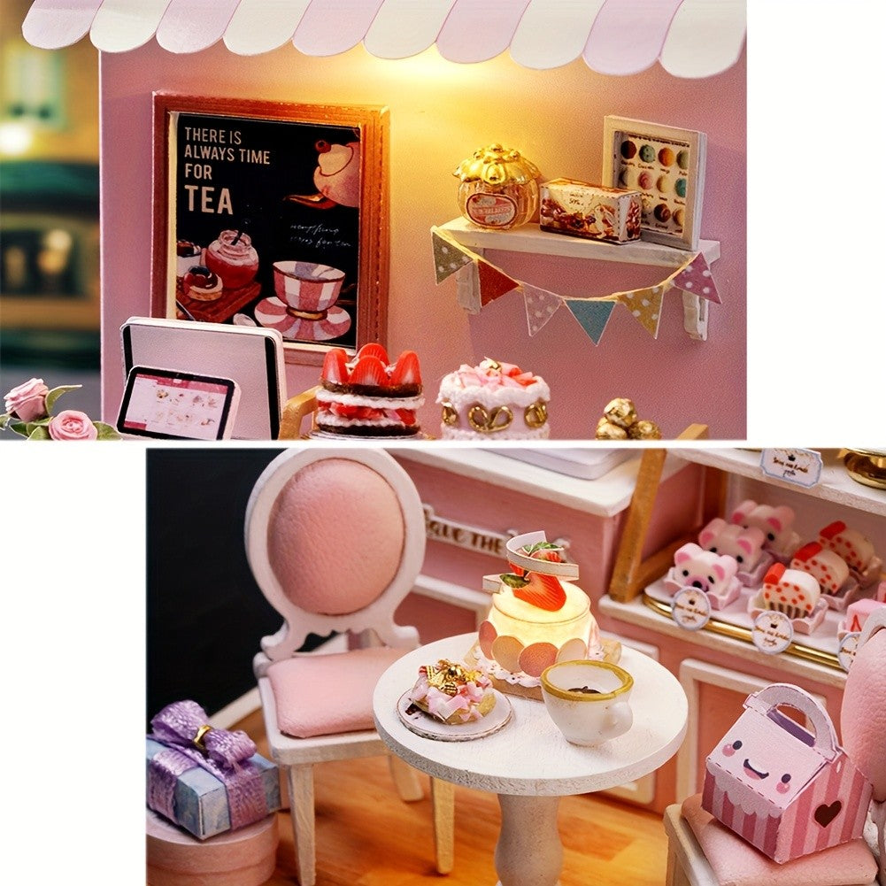 Miniature Dollhouse Kit with Dust Cover – Realistic Mini Doll House Display 4 Styles No Glue Needed for Doll Collectors Teens Adults Ages 14+ Christmas Birthday Gift