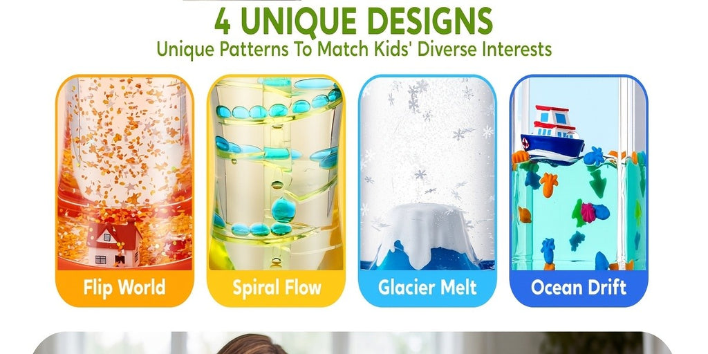 Sensory Fidget Tubes for Kids 4-Pack Calm Down Toy Stress Relief Autism ADHD Anxiety Speech Therapy Classroom Fine Motor Skill Easter School Gift