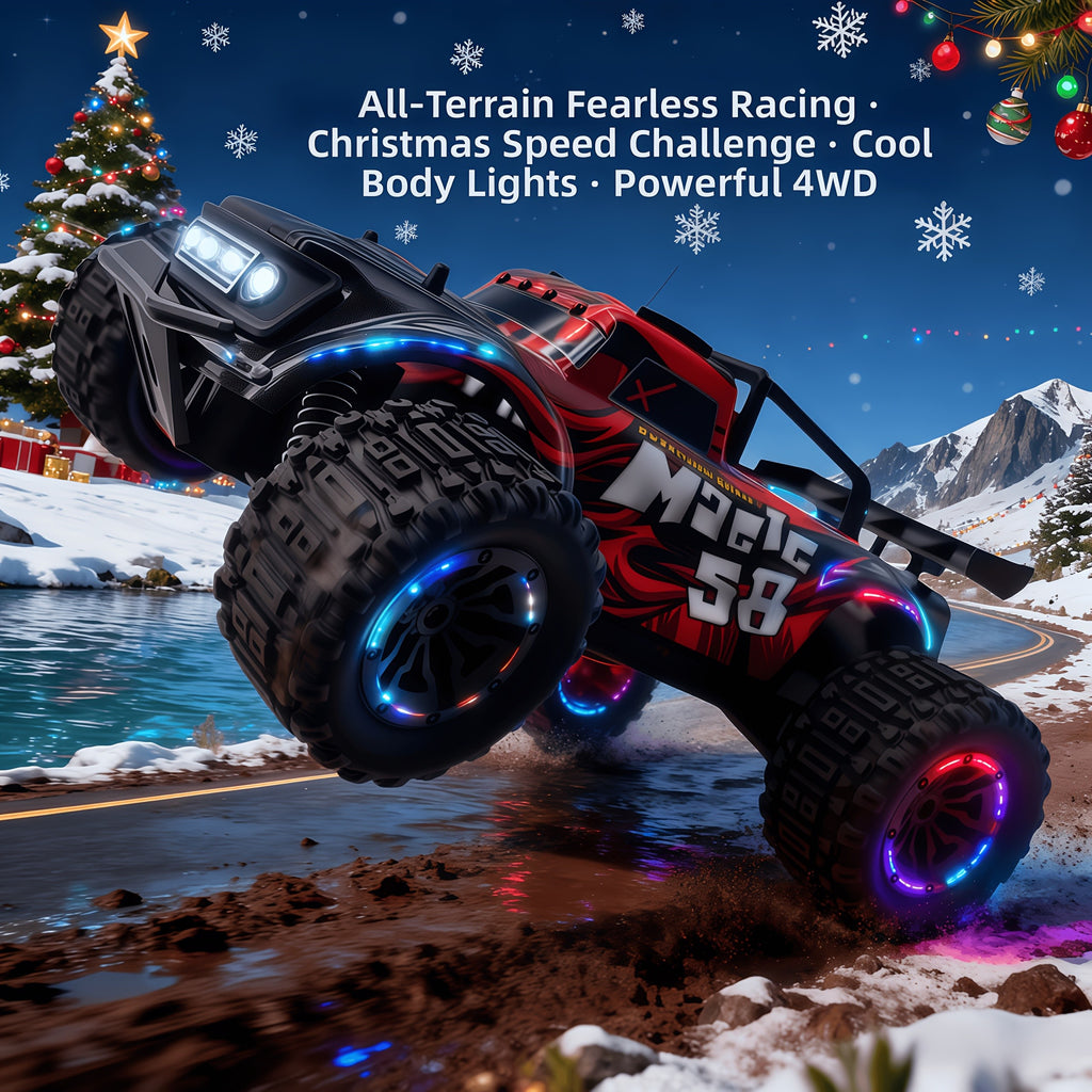 1:18 Scale RC Car 25MPH Dual Motor Off-Road Remote Control Car with Dual Color Sturdy Shell – High-Speed Racing Track Car for Boys Kids Halloween Christmas Gift