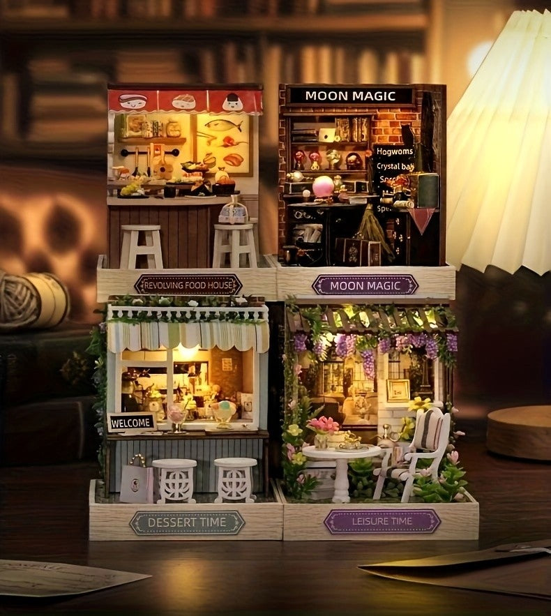 DIY Wooden Dollhouse Kit with Dust Cover – Handmade Miniature Puzzle Tiny House with Furniture for Teens Adults Christmas Birthday Gift