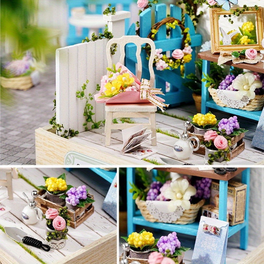 Miniature Dollhouse Kit with Dust Cover – Realistic Mini Doll House Display 4 Styles No Glue Needed for Doll Collectors Teens Adults Ages 14+ Christmas Birthday Gift
