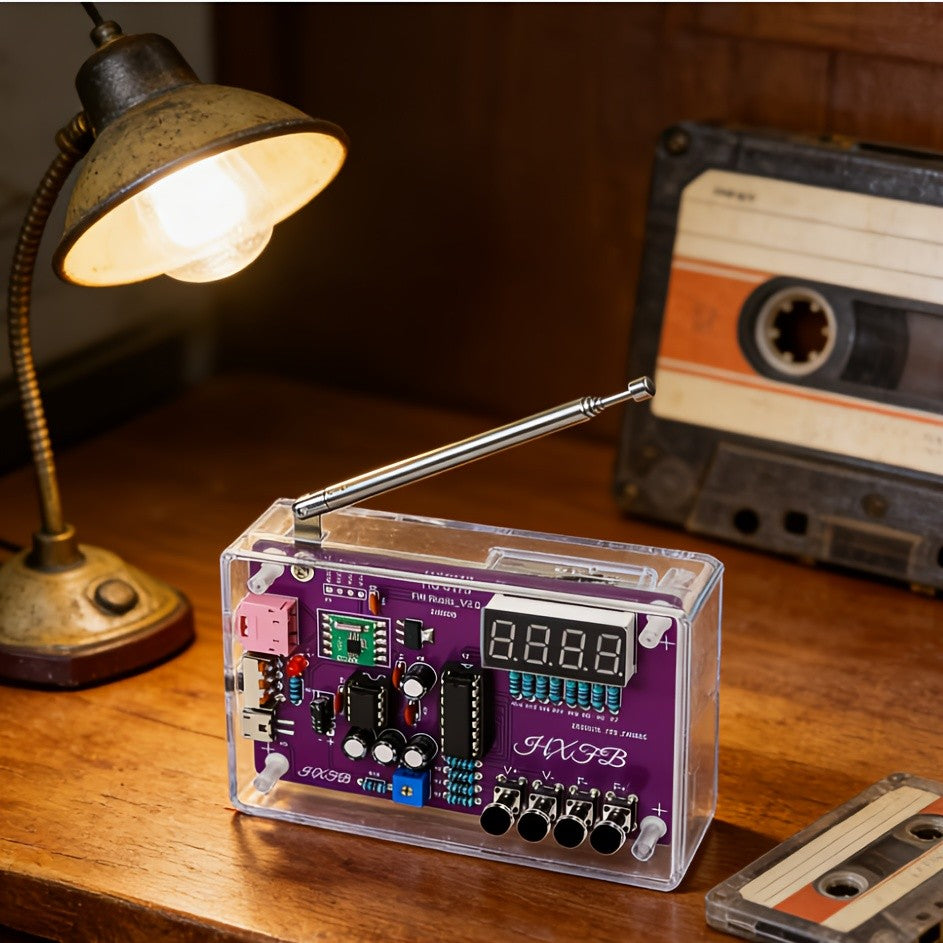 DIY FM Radio Building Kit with LED Display & Soldering Practice – All-in-One Electronics Learning Kit with Tuning Knob, Volume Control & Antenna for Adults & Hobbyists