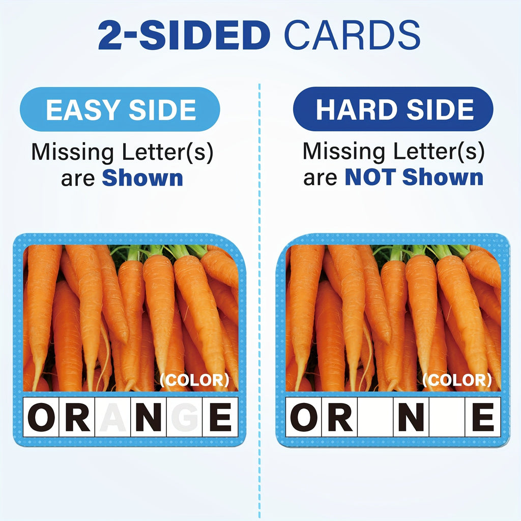 Spelling Game Flash Cards for Kids with 224 Sight Word Cards & 208 Wood Letter Tiles - Phonics Learning Game for Kindergarten Preschool Ages 4-8, Autism ADHD Friendly, Birthday Christmas Gift Boys Girls
