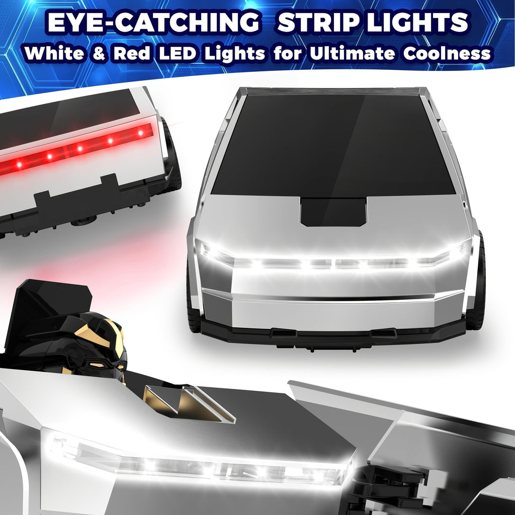 1:18 Scale One-Button Transforming Robot RC Car with LED Headlights - 360° Spinning & Drifting Remote Control Toy Car Birthday Christmas Easter Gift for Boys Girls